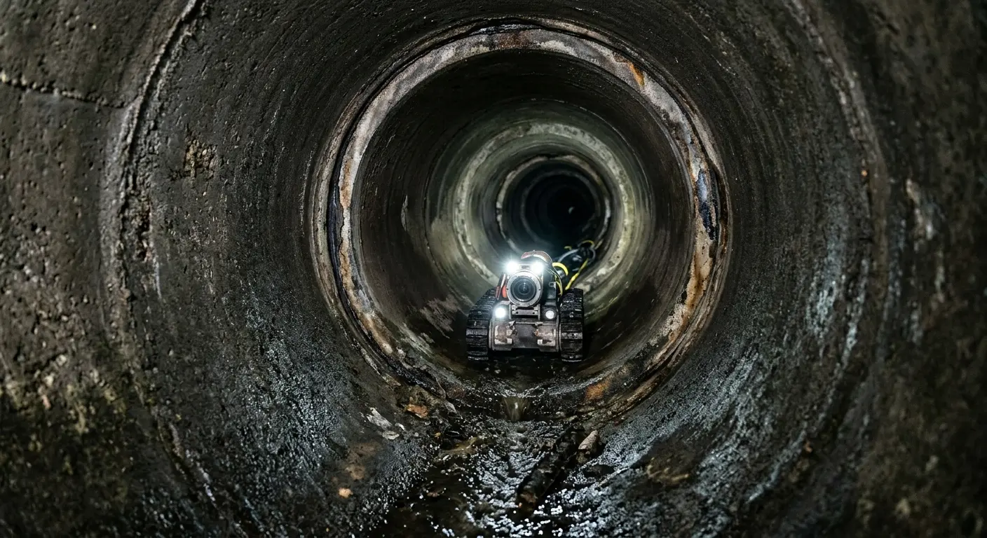 Robotic sewer camera inspecting pipe interior for Sewer Line Cleaning in Neptune Beach